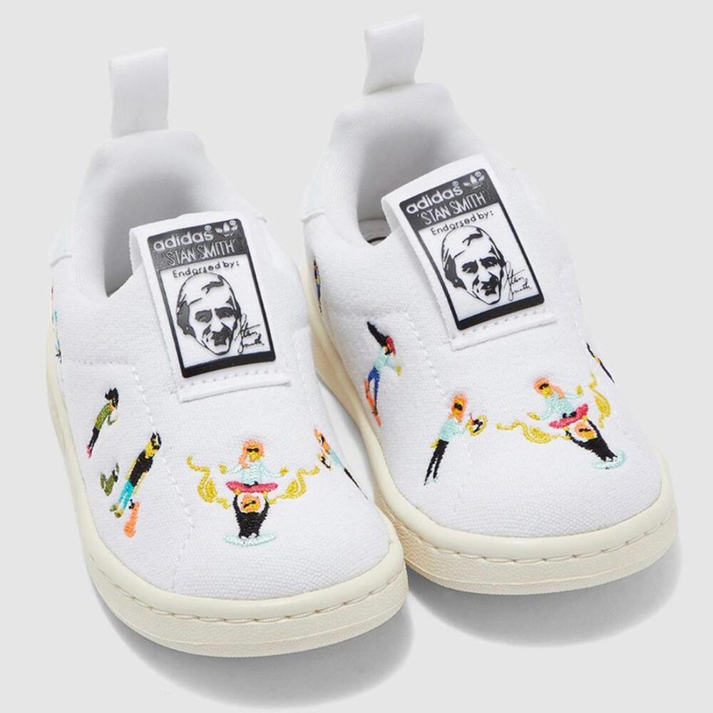 Adidas Stan Smith 360 Kids Slip-On Sneakers White Black Size 6K NWT